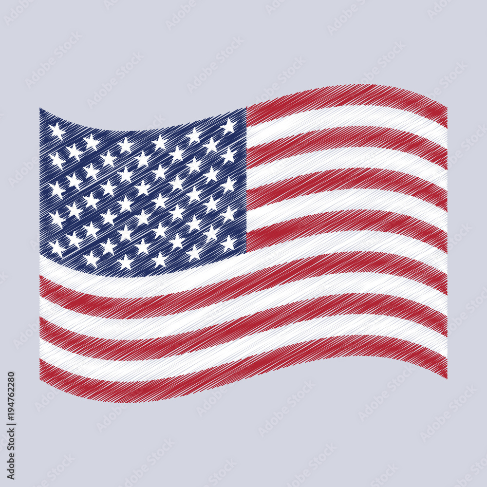 Fototapeta premium United States flag waving vector illustration. USA star vector pattern background. American patriotic paper cut frame with stars and stripes pattern.
