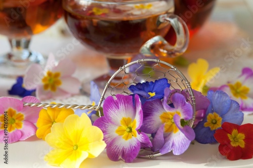  Cup of herbal tea with wild flowers 