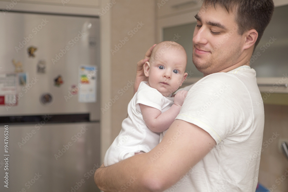 Happy loving caucasian family in casual outfit at home spend time together, smiling and hugging each other Happy loving caucasian family in casual outfit at home spend time together, smiling and hugging each other