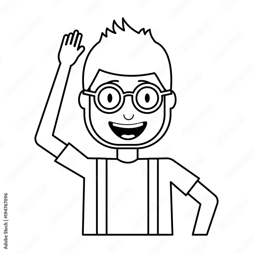 happy man hat and crazy glasses portrait vector illustration happy man hat and crazy glasses portrait vector illustration