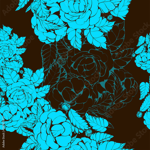 Seamless vector background.  Camellia - flowers and leaves. Perfumery and cosmetic plants. Wallpaper. Use printed materials, signs, posters, postcards, packaging. 