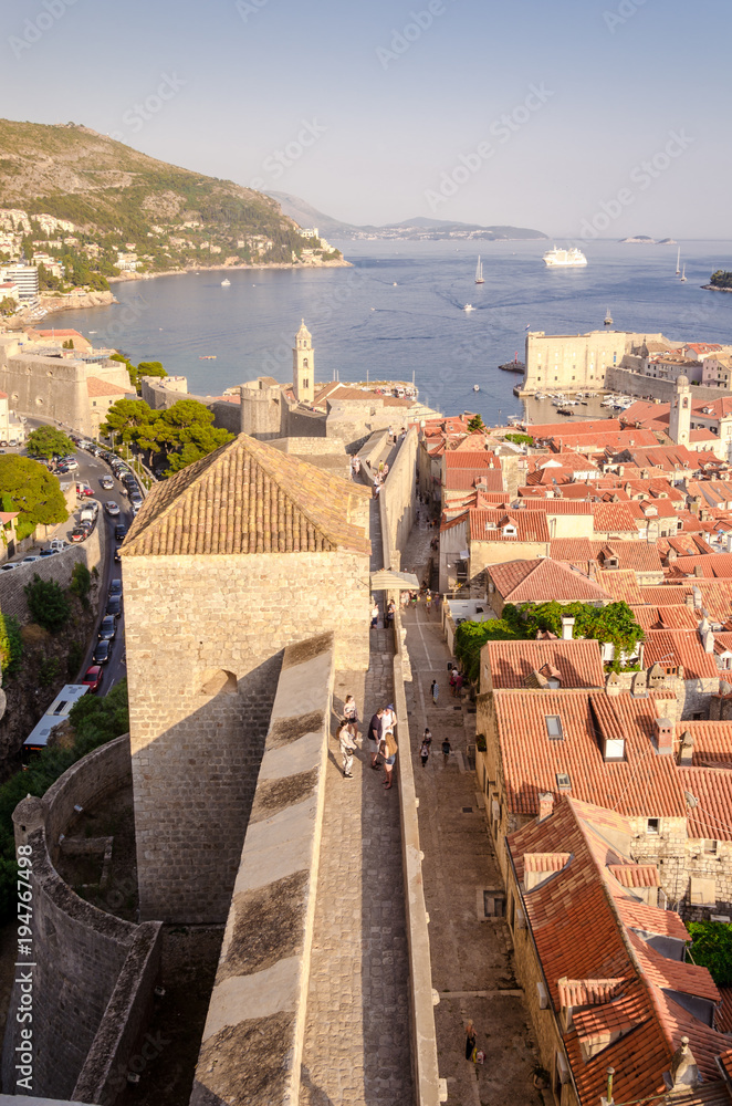 dubrovnik from the wall, view of dubrovnik old town street from the city walls. unesco