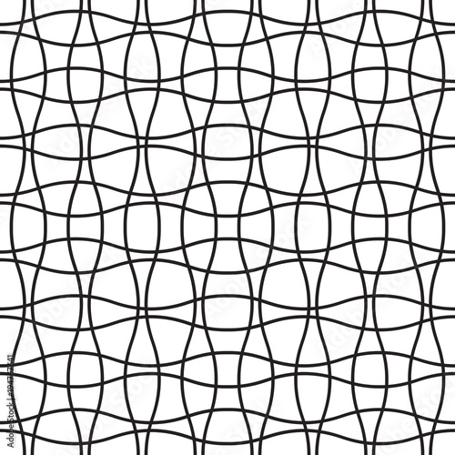 Seamless wave crossing weave pattern. Abstract geometric grid mesh background.