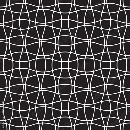 Seamless wave crossing weave pattern. Abstract geometric grid mesh background.