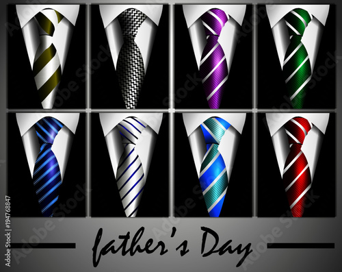father's day collection set of varied elegant ties with different colors 