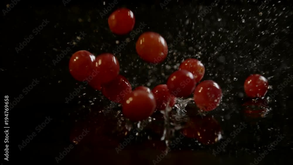 Grape berries falling on wet surface, Ultra Slow Motion Grape berries falling on wet surface, Ultra Slow Motion