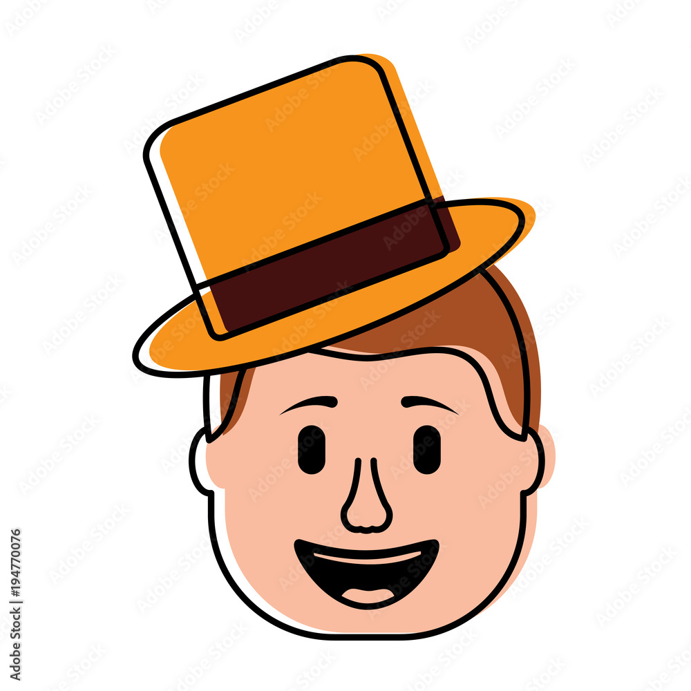 smiling face man with hat happy vector illustration