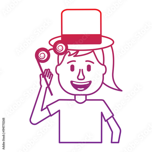 funny smile woman with silly glasses and hat vector illustration gradient color image