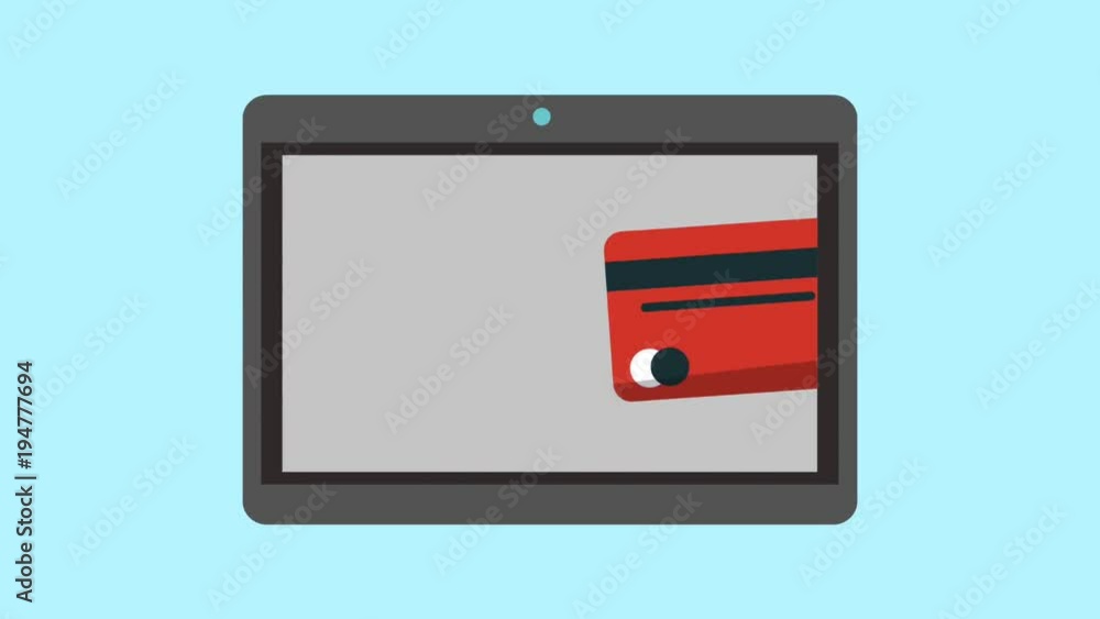 Hand touching tablet for online payment High definition animation colorful scenes Hand touching tablet for online payment High definition animation colorful scenes