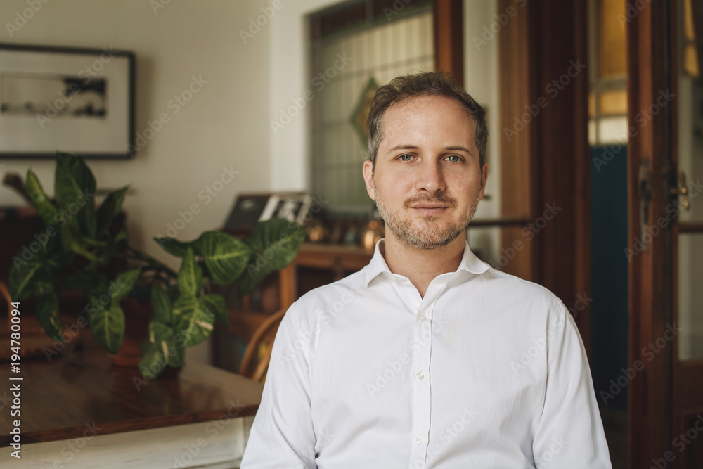 Portrait of man in white shirt Portrait of man in white shirt