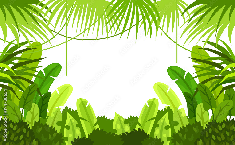 Naklejka premium tropical forest. frame. child. design. vector background. illustration