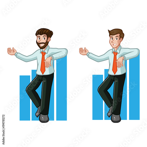 Businessman Leaning On Vector Illustration