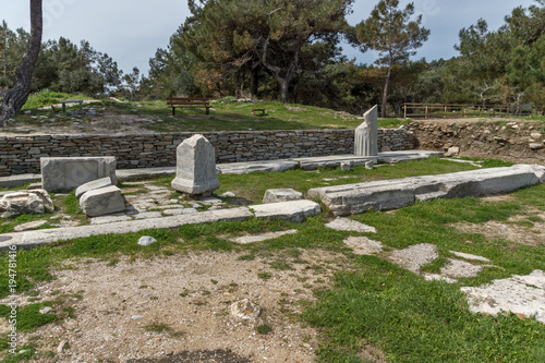 Amazing view of Ruins in Archaeological site of Aliki, Thassos island, East Macedonia and Thrace, Greece