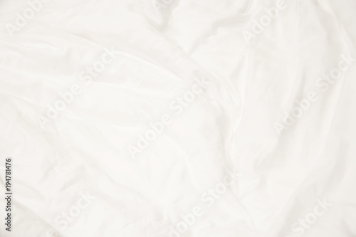 Close up of white bedding sheets and copy space