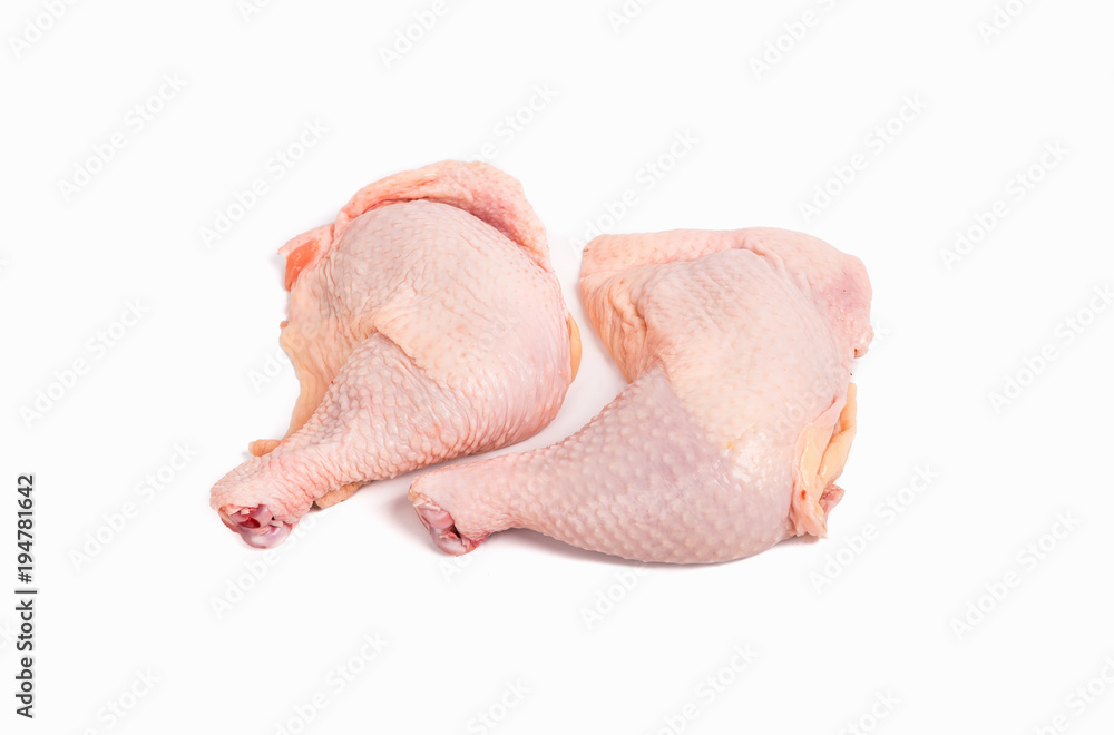 Fresh chicken legs isolated on white background. Fresh chicken legs isolated on white background.