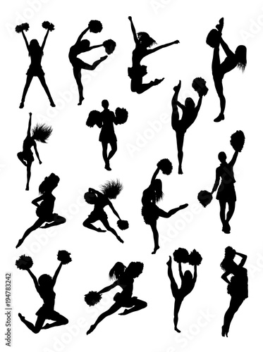 Cheerleader gesture silhouette. Good use for symbol, logo, web icon, mascot, sign or any design you want.