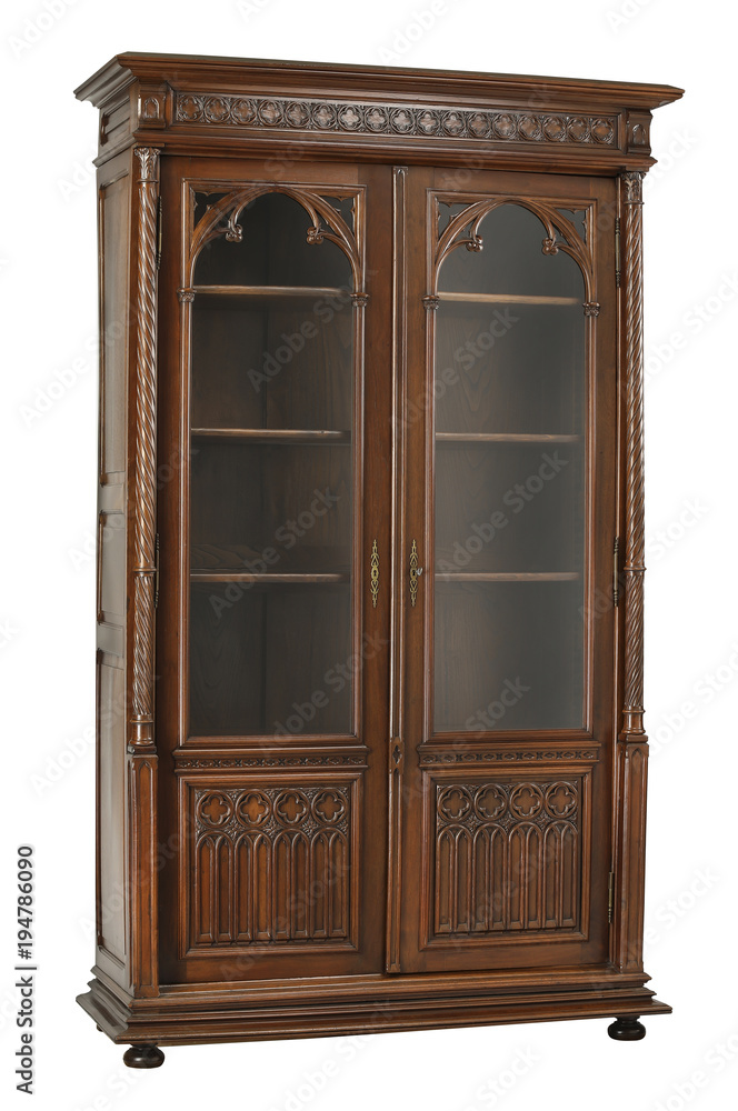 Brown glass door cabinet with clipping path. Brown glass door cabinet with clipping path.