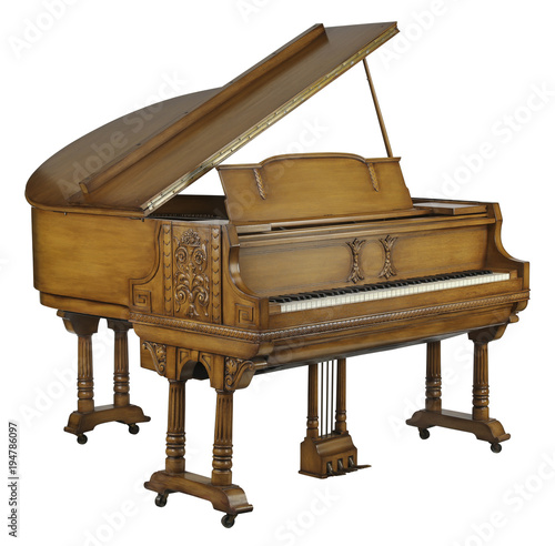 Brown piano with clipping path.