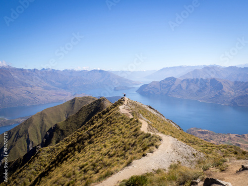 Roy's Peak Lookout Mountaneous Blue Lake Landscape, New Zealand