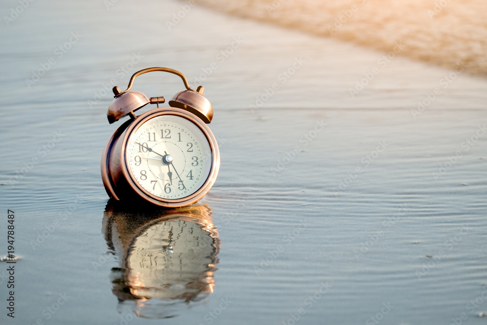 Alarm Clock On Beach Background Water Sea Stock Photo | Adobe Stock