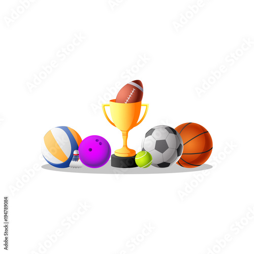 championship trophies various kinds of sports vector illustrations