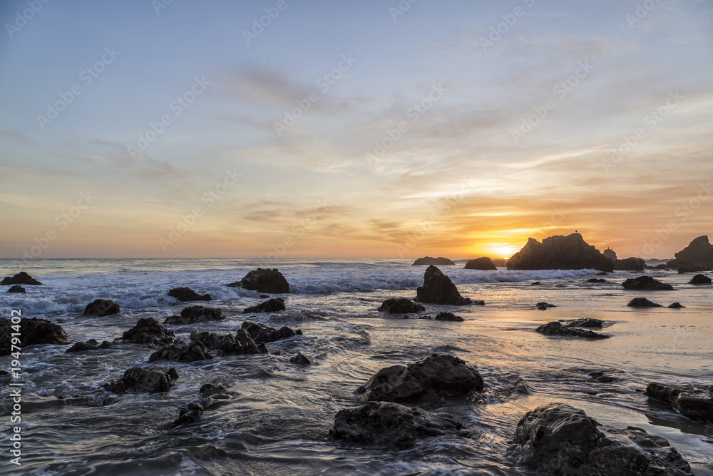 Sunset in El Matador Beach, California Sunset in El Matador Beach, California
