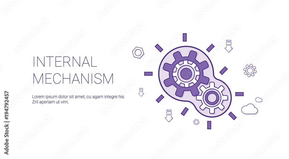Fototapeta premium Internal Mechanism Template Web Banner With Copy Space Vector Illustration