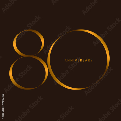 Handwriting celebrating, anniversary of number 80, 80th year anniversary, Luxury duo tone gold brown for invitation card, birthday, backdrop, label or stationary