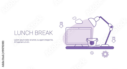 Lunch Break And Time For Rest Template Web Banner With Copy Space Vector Illustration