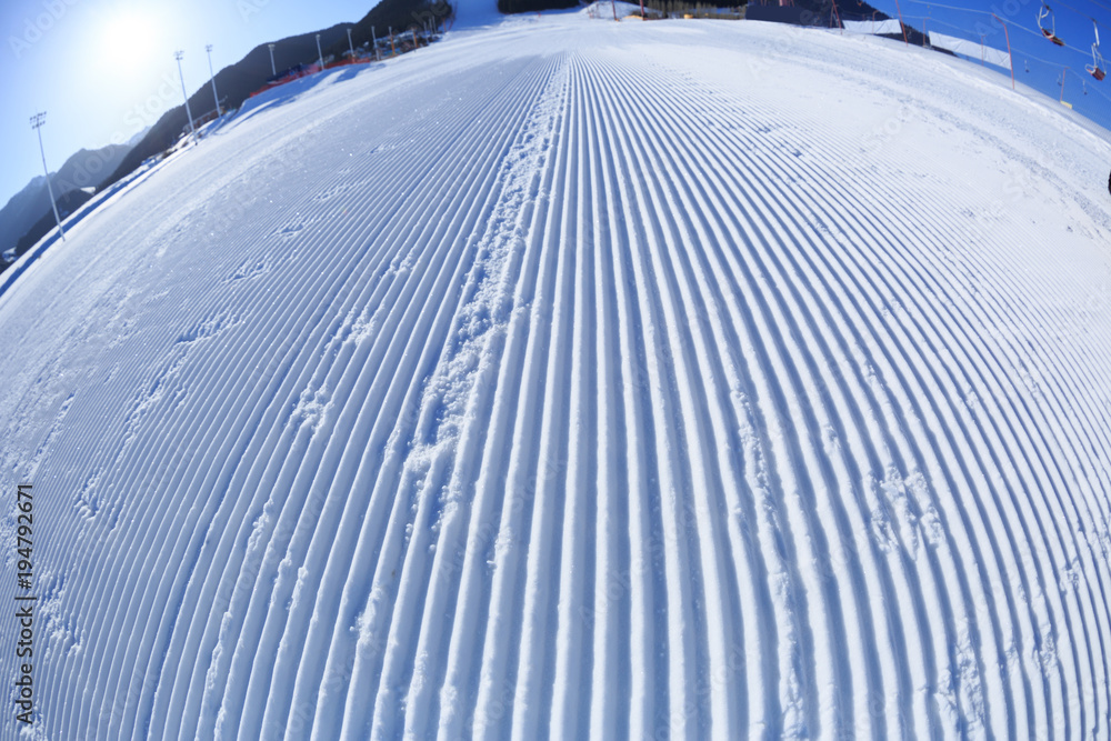 ski slopes on mountains ski resort in winter