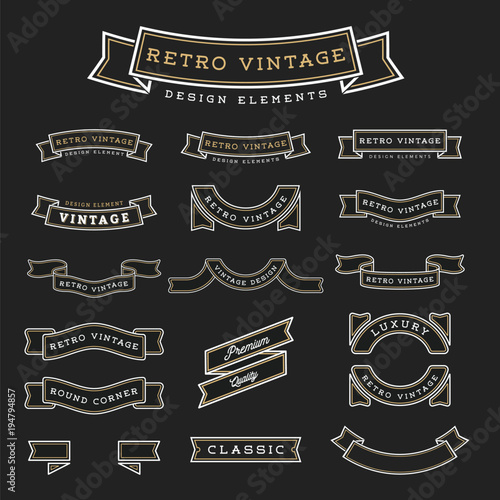 Set of Retro Vintage Ribbon Design Elements photo