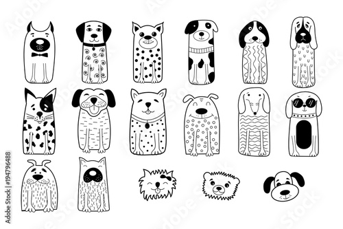 Hand drawn dogs.
