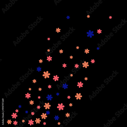 Pretty Floral Pattern with Simple Small Flowers for Greeting Card or Poster. Naive Daisy Flowers in Primitive Style. Vector Background for Spring or Summer Design.