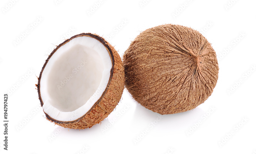 Coconuts isolated on white background.