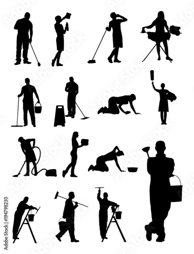 Housekeeper silhouette. Good use for symbol, logo, web icon, mascot, sign, or any design you want.