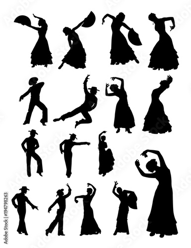 Man & woman dancing flamenco. Good use for symbol, logo, web icon, mascot, sign, or any design you want.