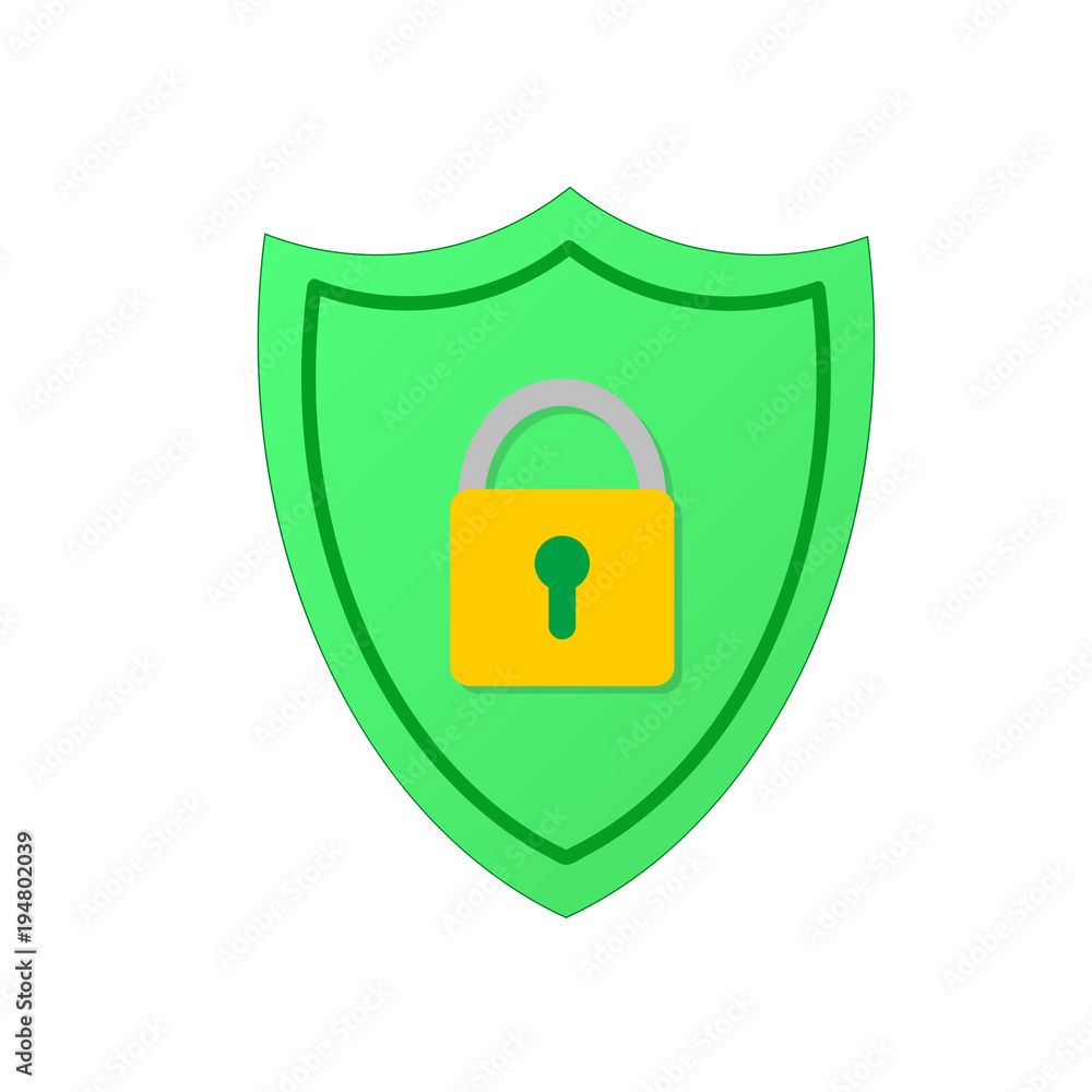 Shield with padlock. Modern flat vector icon. Stock vector illustration Shield with padlock. Modern flat vector icon. Stock vector illustration