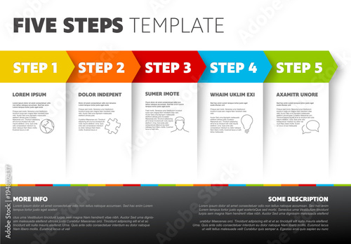 Vector progress five steps template