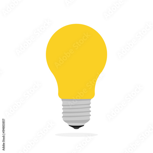Concept on the topic of ideas. Flat light bulb isolated on white background with shadow