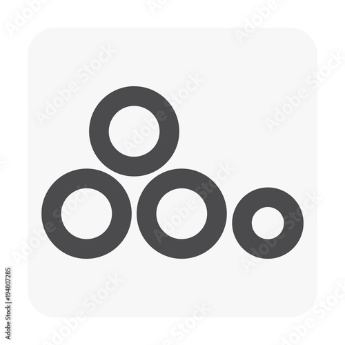 Steel or iron pipe product vector icon.  Hollow structural section (HSS) or round or hollow cylinder profile shape. Used as framing, truss structure in engineering, construction and building material.