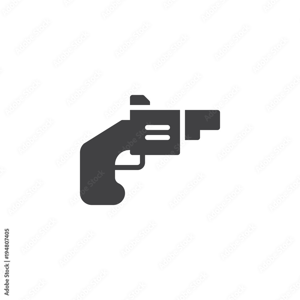 Gun game vector icon. filled flat sign for mobile concept and web design. Revolver simple solid icon. Symbol, logo illustration. Pixel perfect vector graphics