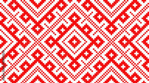 Traditional Russian and slavic ornament made by squares.