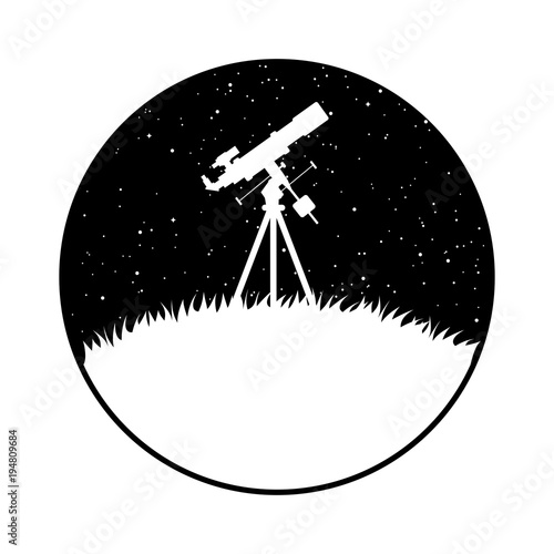 Telescope standing on the ground. Vector illustration