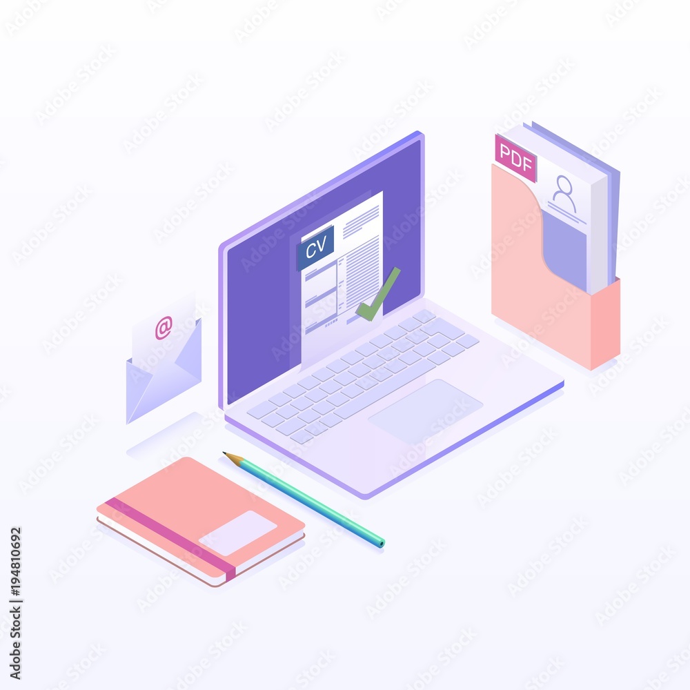 Searching professional staff, work, analyzing resume. Job interview and recruitment business concept. Isometric flat vecyor icon Searching professional staff, work, analyzing resume. Job interview and recruitment business concept. Isometric flat vecyor icon