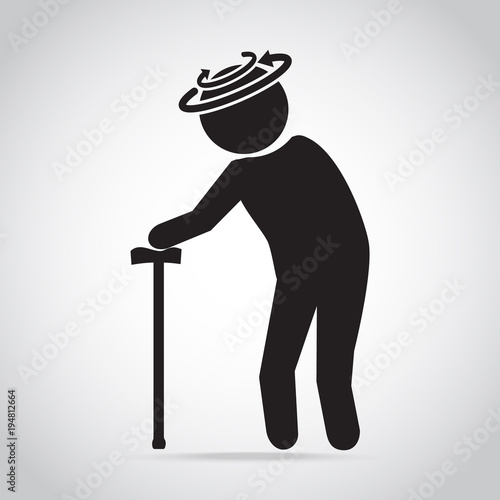 Dizziness elderly man icon. old people icon, medical sign