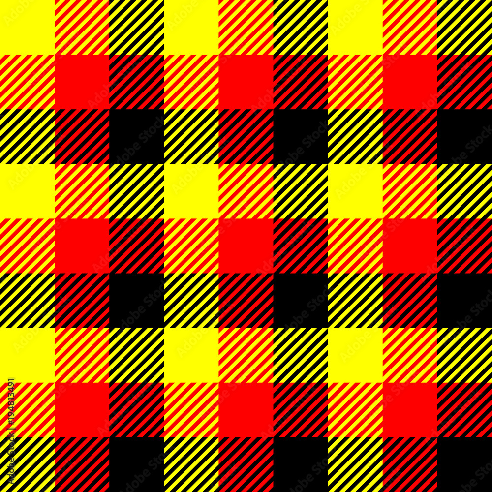 Lumberjack plaid pattern in red, yellow and black. Seamless vector pattern.  Simple vintage textile design in colors of german flag. Stock Vector |  Adobe Stock