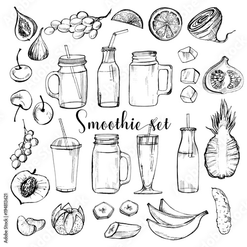  Vector set of smoothie