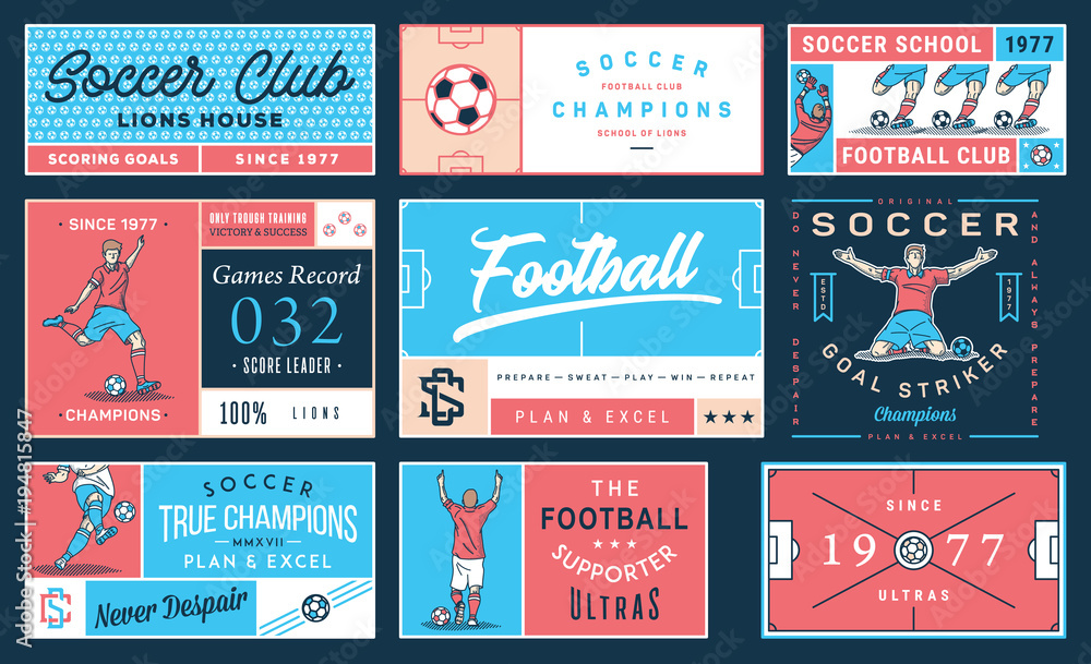 Fototapeta premium Colored soccer badge set number 2