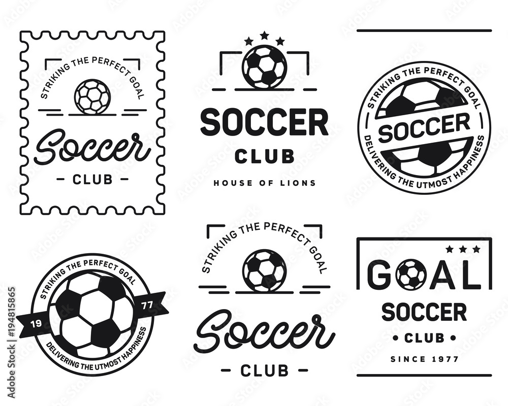 Obraz premium Football badge set black on a white background