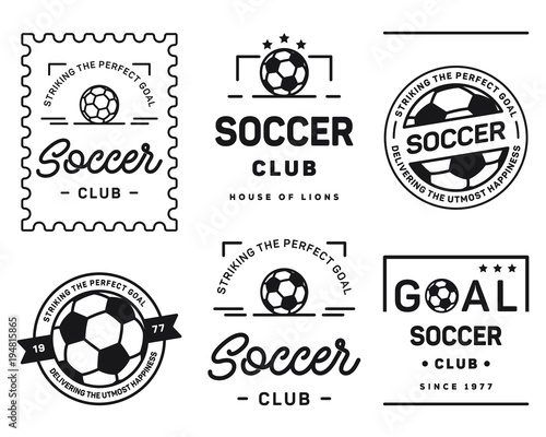Football badge set black on a white background
